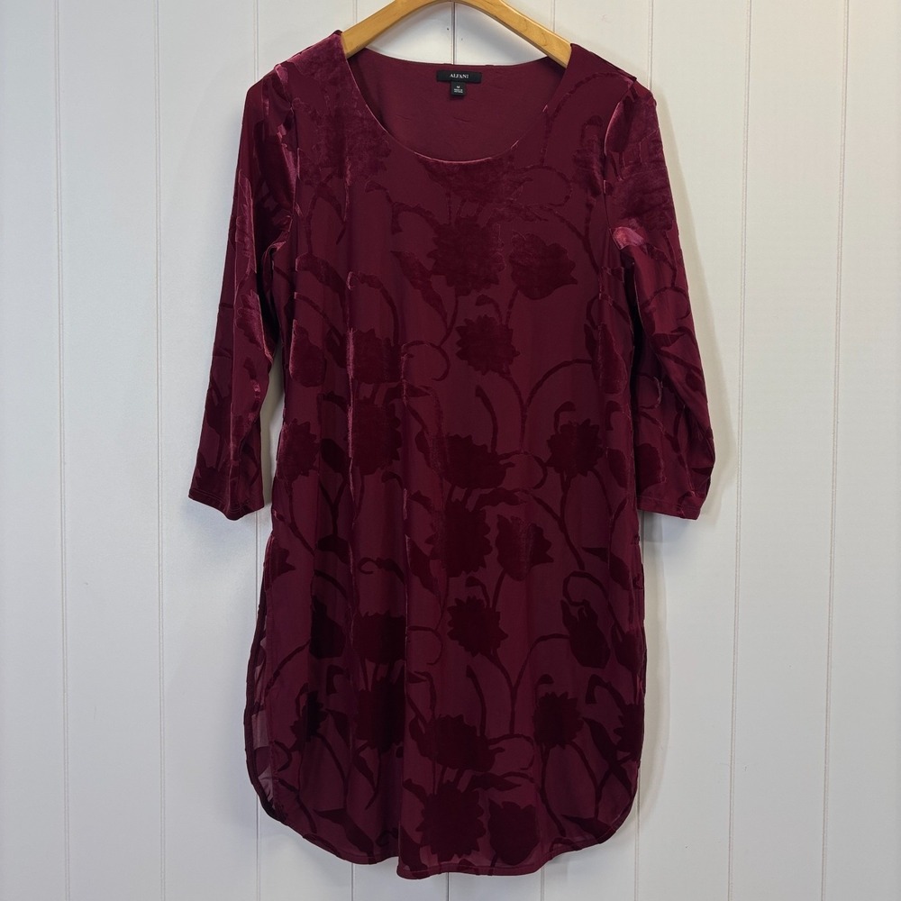 Alfani Whimsigoth Burnout Velvet Tunic Dress Womens Size M Holiday Cocktail Chic